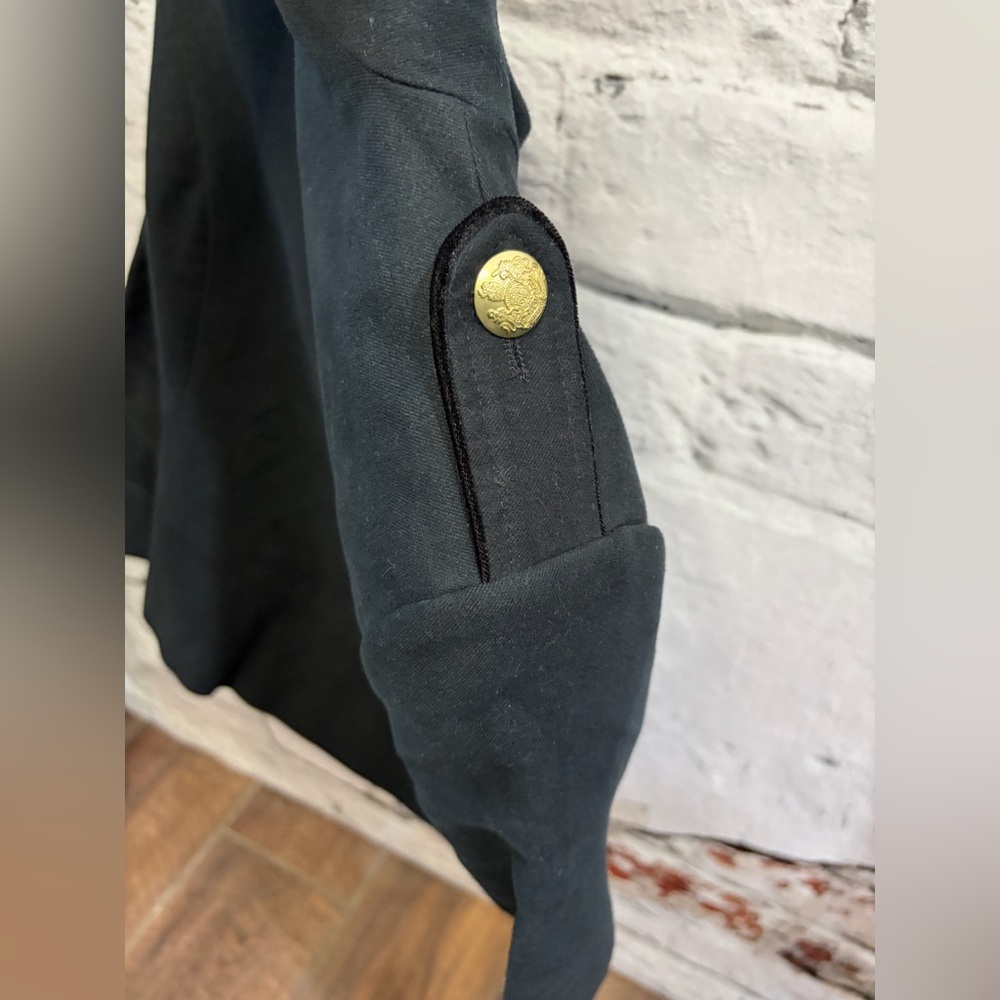 Vintage GAP Black Military Style Jacket Gold Detailed Buttons Band Leader Coat - Picture 6 of 8